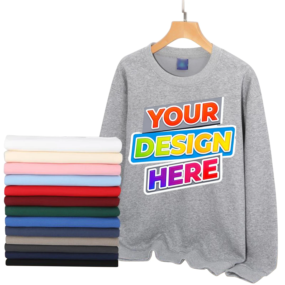 300gsm Pring Your Design Brand Autunno Felpe Personalizzato Allentato O-Collo da uomo Pullover in cotone Oversize Basic Solid Felpa con cappuccio