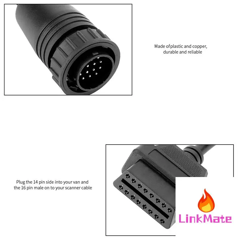 

Для Mercedes BENZ Sprinter 14-контактный на 16-контактный автомобильный диагностический кабель 14-контактный для OBDII OBD2 OBD II ODB 2 16-контактный адаптер