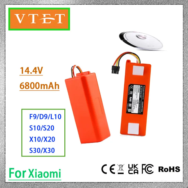 

VTET Mi Robot Vacuum Cleaner Battery 14.4V 6800mAh Stone Robot 1/2/3/4 Generation Lithium Battery, Large Capacity, Long Range