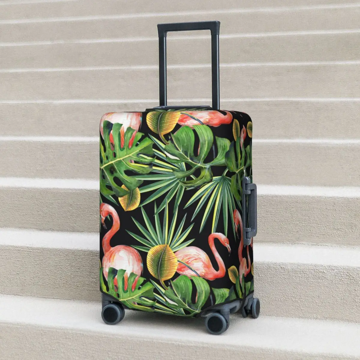 Flamingos Suitcase Cover Tropical Leaves Useful Travel Protection Luggage Accesories Holiday