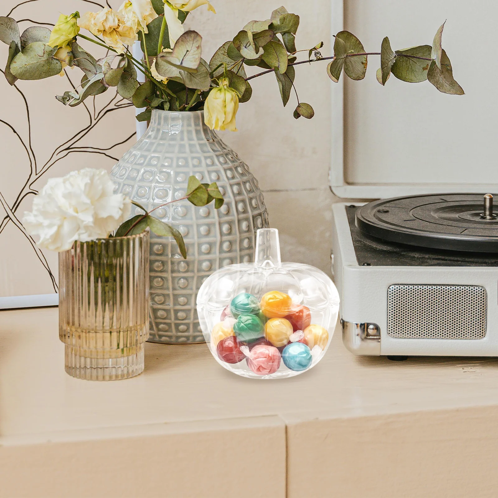 

Pumpkin Shaped Glass Candy Jar Small Transparent Storage Container Airtight Candy Holder for Snacks Glass Jar Tea Canisters