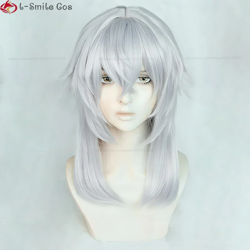 Game FF14 Themis Cosplay Wig Long Silver Grey Heat Resistant Synthetic Hair Halloween Party FFXIV Wigs + Wig Cap