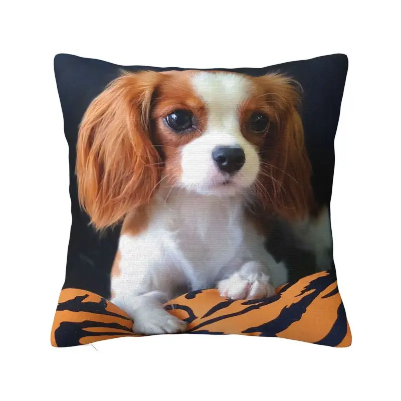 Little Cavalier King Charles Spaniel Cushion Covers Polyester Pet Dog Throw Pillow for Sofa Car Square Pillowcase Living Room