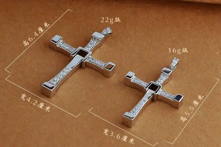 S925 Sterling Silver Cross Pendant Fast And Furious Movie Necklace For Men Women Gift