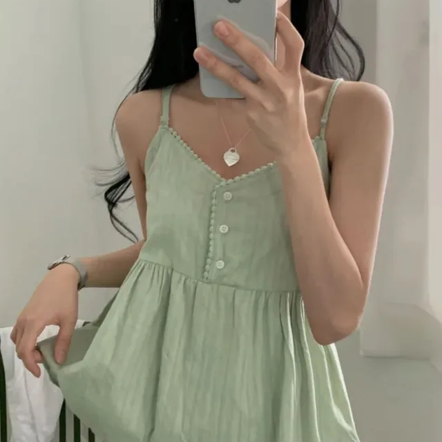 Chic Pure Cotton  Strap Vest Women's Anti-Aging  Color Versatile Teenage Top Polyester Fiber 00% Spring Season