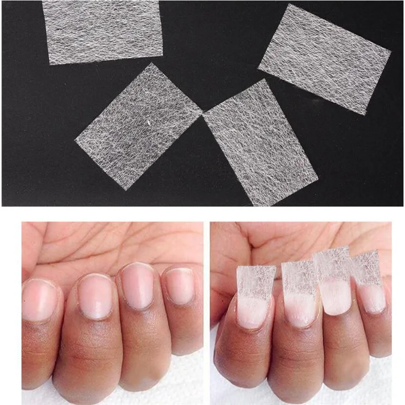 100PCS Professional Silk Fiberglass Nail Form Acrylic Tips Extension Gel Nail Accessory Glass Fiber Nail Extension Paper Tool