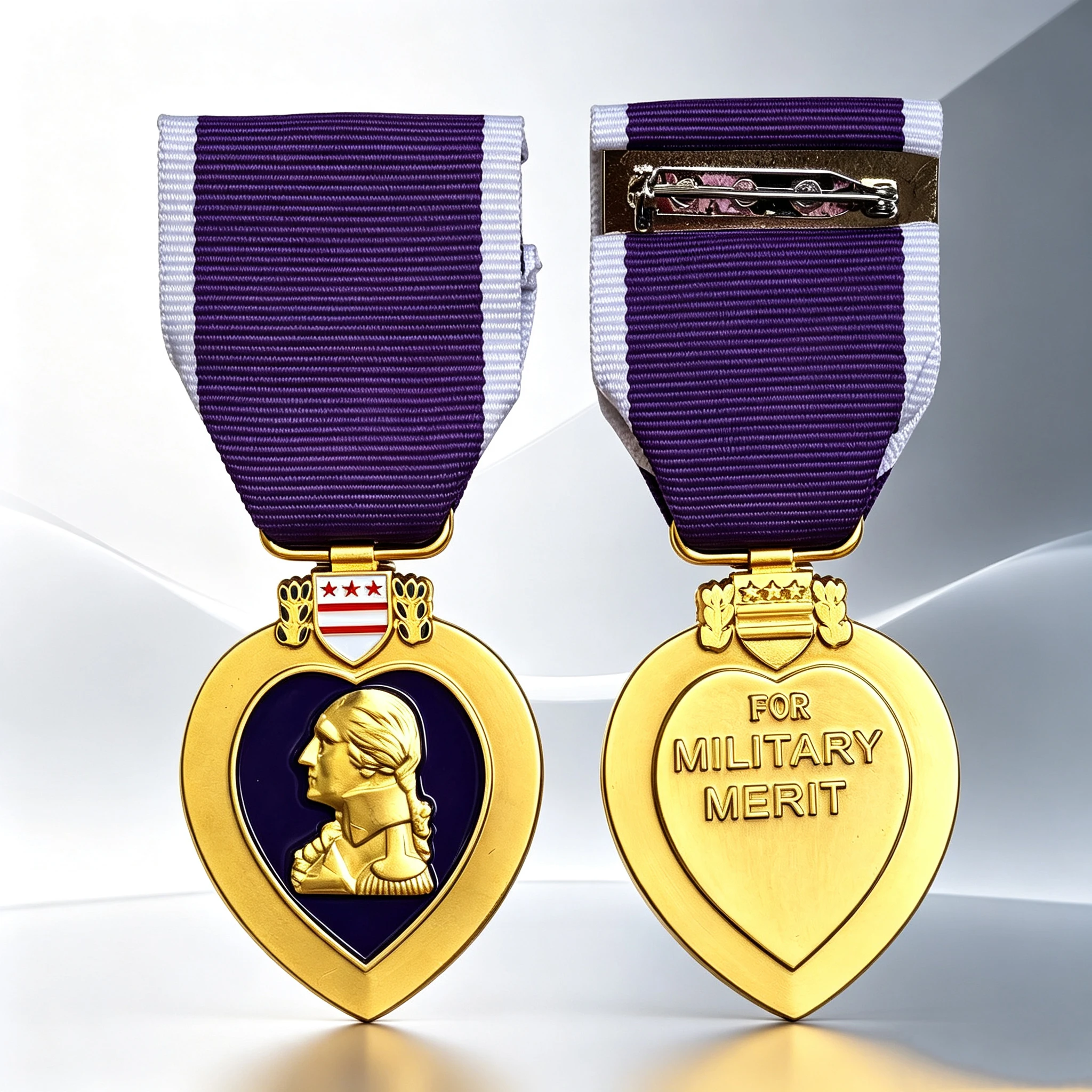 Réplique de médaille militaire Purple Heart, badge en métal vintage, souvenir d'honneur de l'armée américaine, ornement de collection pour décoration de cadeau
