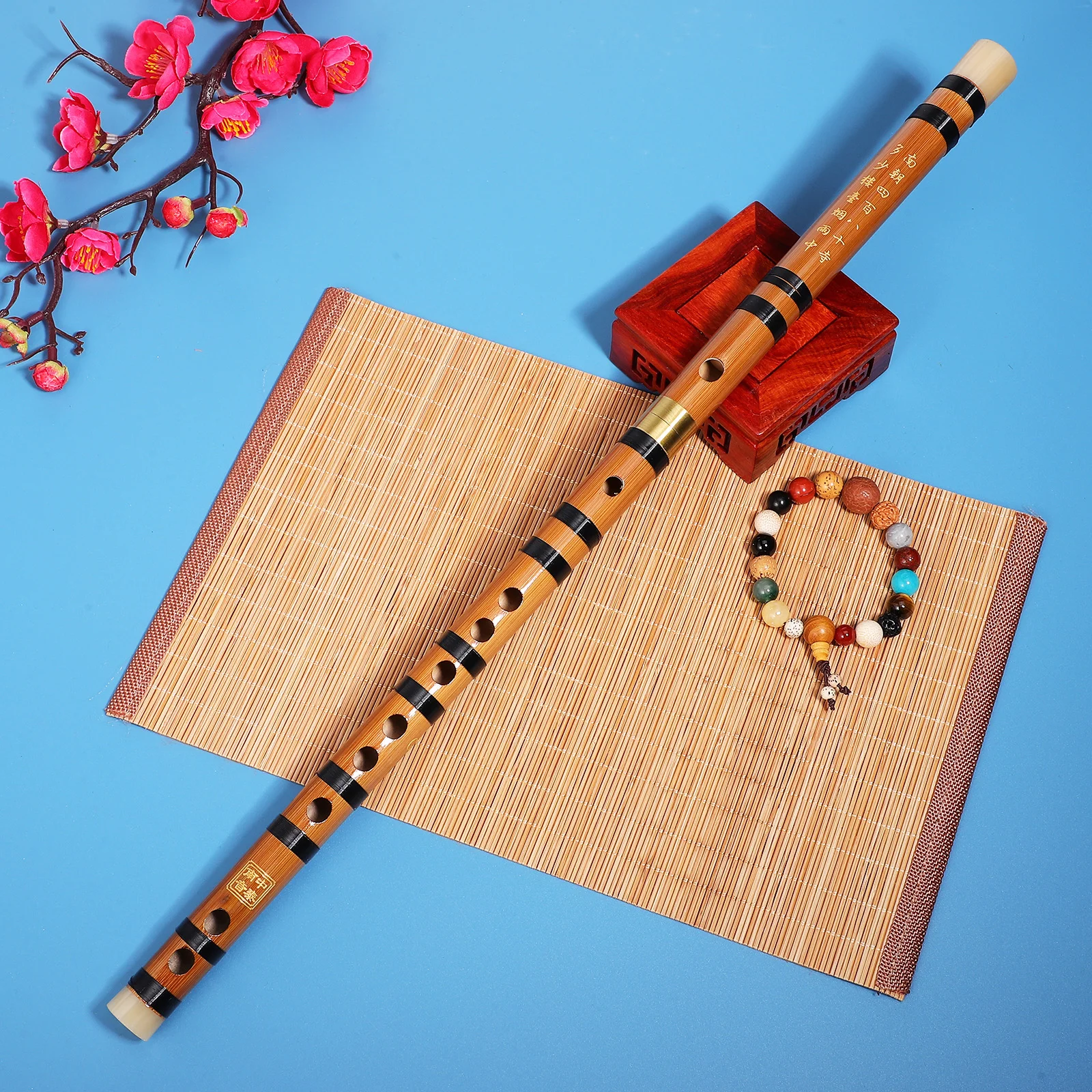 

Bamboo Flute Musical Instrument for Students Kids Adults Classes Shiny Fine Workmanship Cultural Color Solo Accompaniment