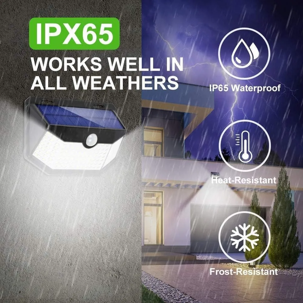 Outdoor Solar Wall Light, Upgraded PIR Motion Sensor Spotlight, IP65 Waterdicht, 8-delig