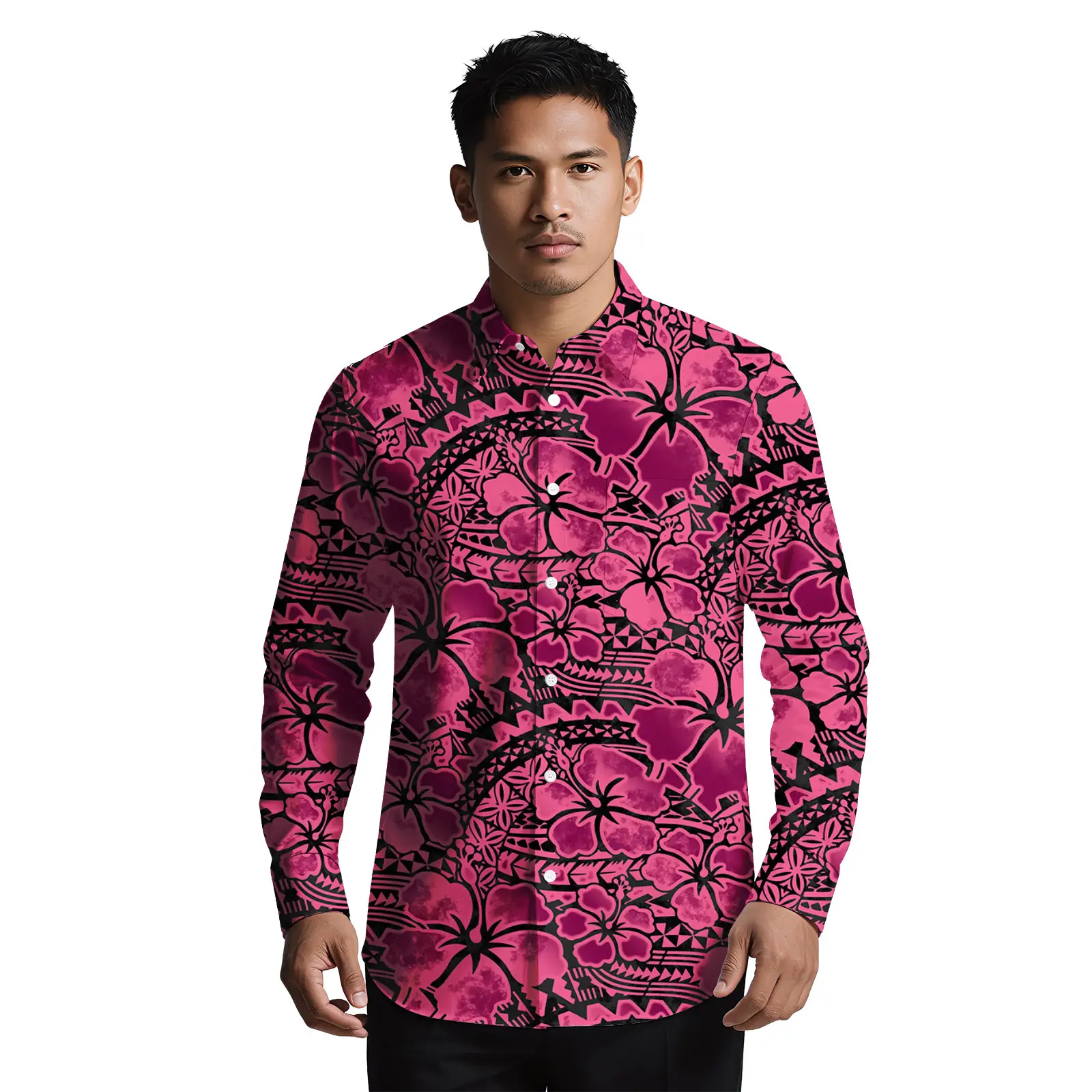 أسعار الجملة نمط العرقية نمط مخصص ألوها قمصان للرجال ملابس ساموا عادية البولينيزية المطبوعة تي شيرت للرجال #6