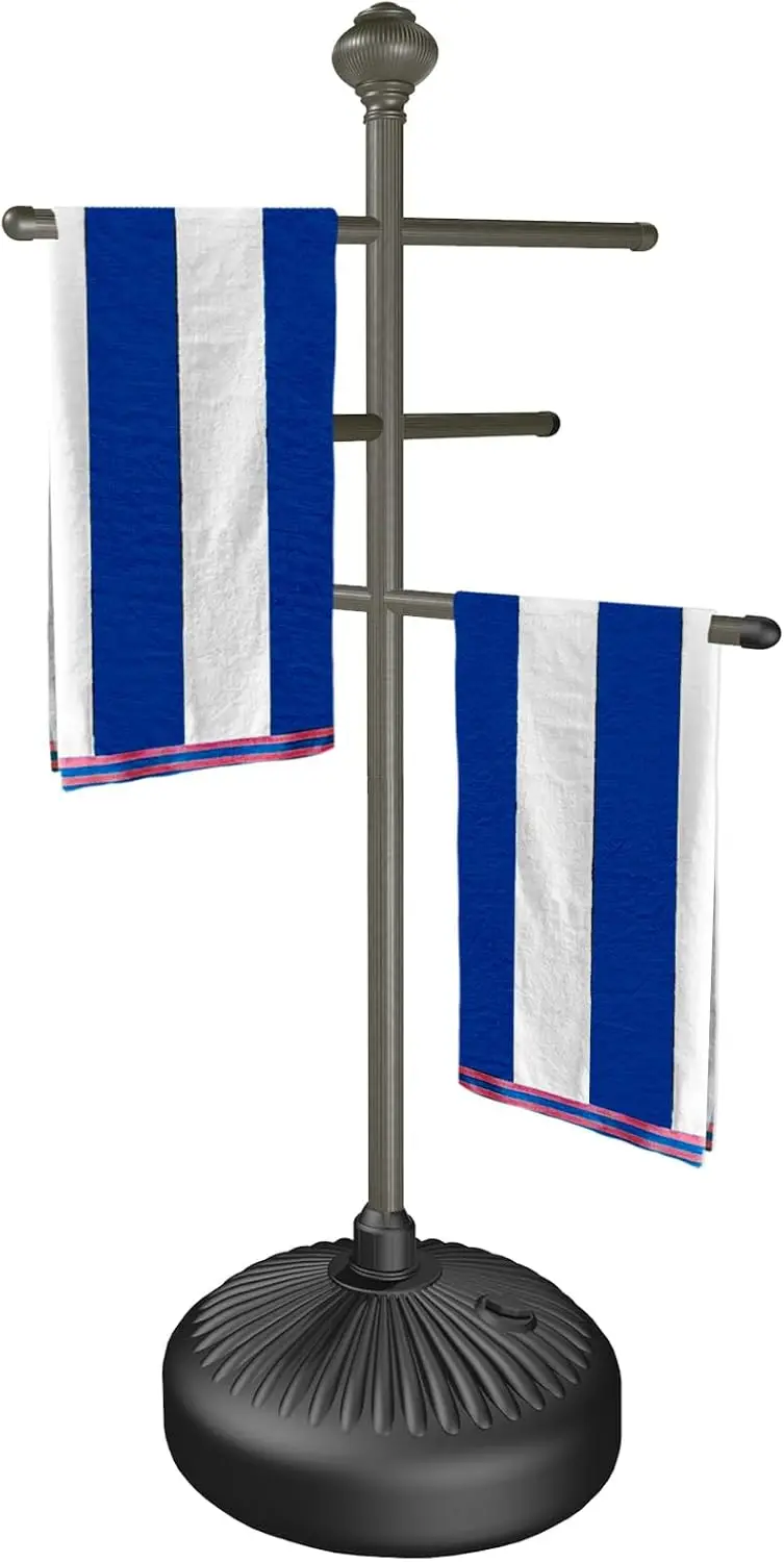 

Pool Towel Rack Outdoor 59" Metal Outdoor Towel Rack for Hot Tub with 3 Adjustable Bars Patio Hot Tub Accessories for Adults Ups