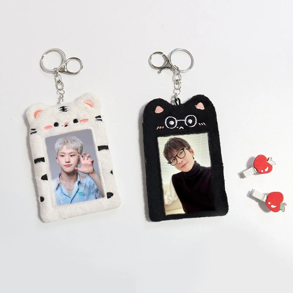 Spectacle Cat Card Cover Rabbit Shape Photocard Holder White Tiger Plush Card Cover Star Chasing Pendant Idol Card Sleeves