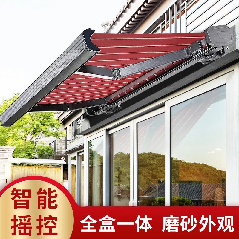 Full box awning outdoor villa aluminum alloy  folding and retractable courtyard