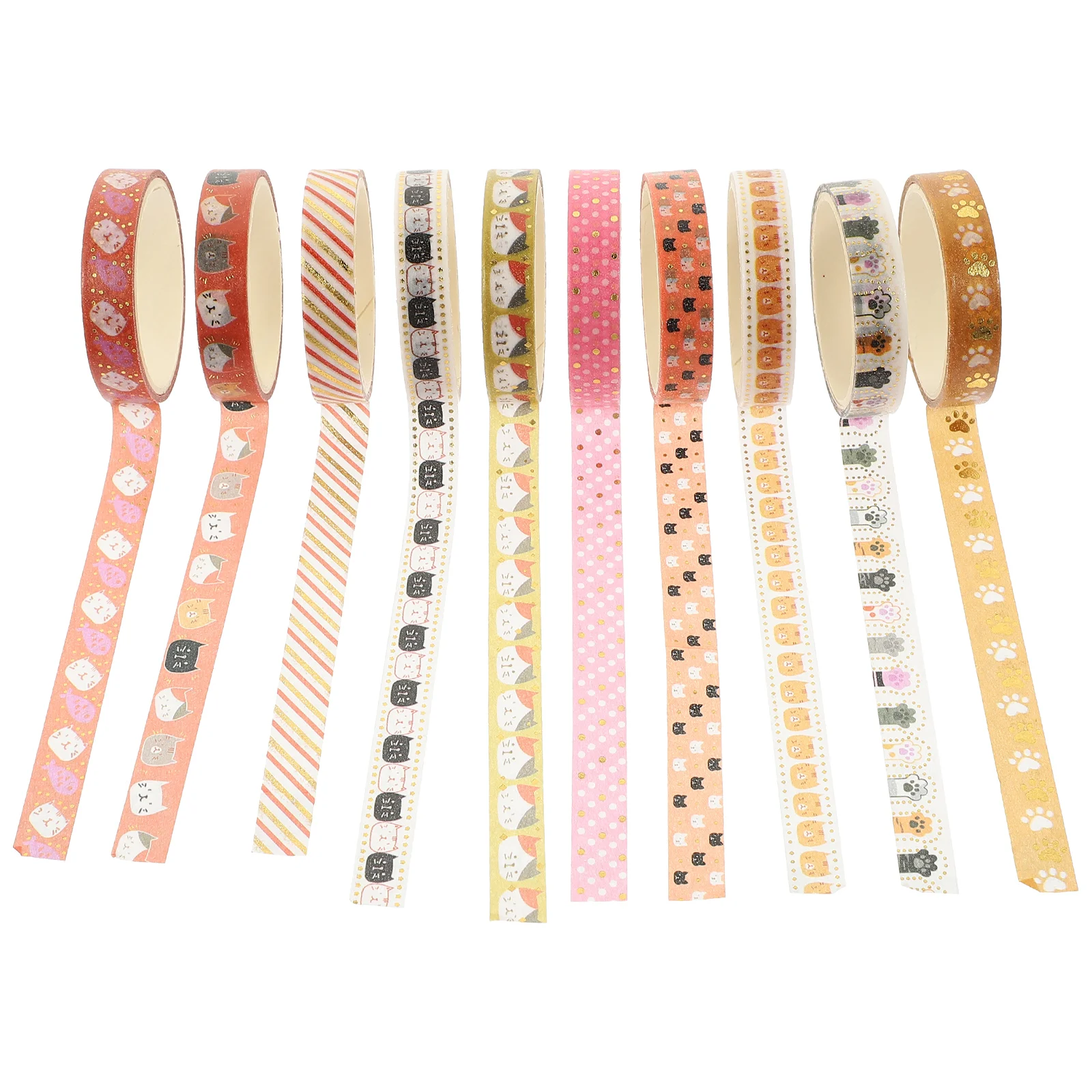 10 Rolls Hot Stamping Washi Tape Decorative Cartoon Japanese Paper Multi-purpose