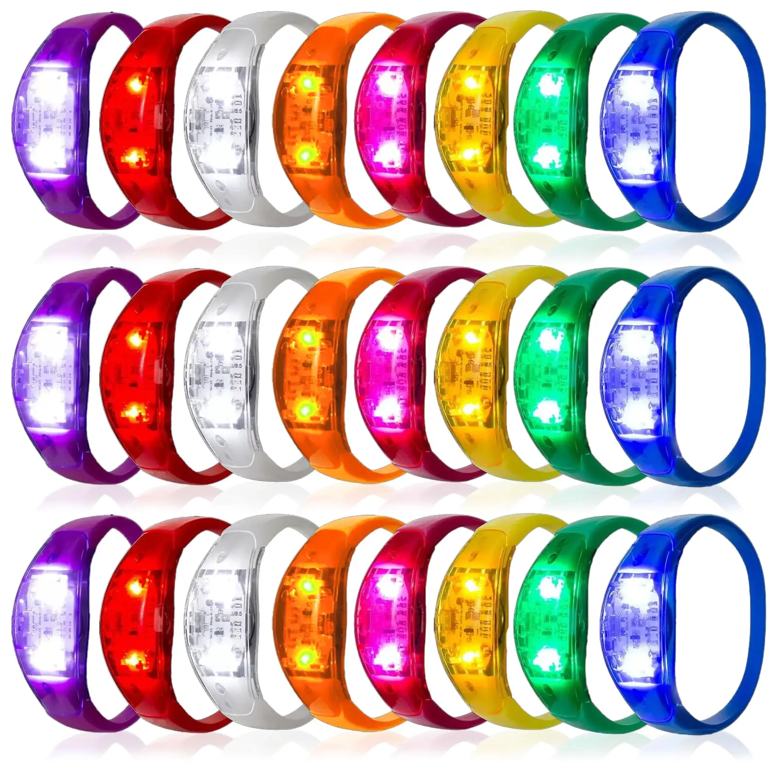 12-240PCS LED Glow Bracelets Sound Activated Flashing Light Up Bracelet for New Years Eve Music Control Concerts Night Events