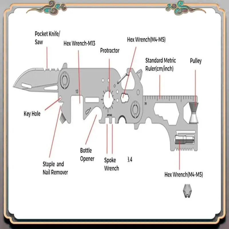 A73Q-EDC Комбинированный инструмент Карманный инструмент 30-в-1 Открытый складной инструмент Многофункциональный ключ EDC