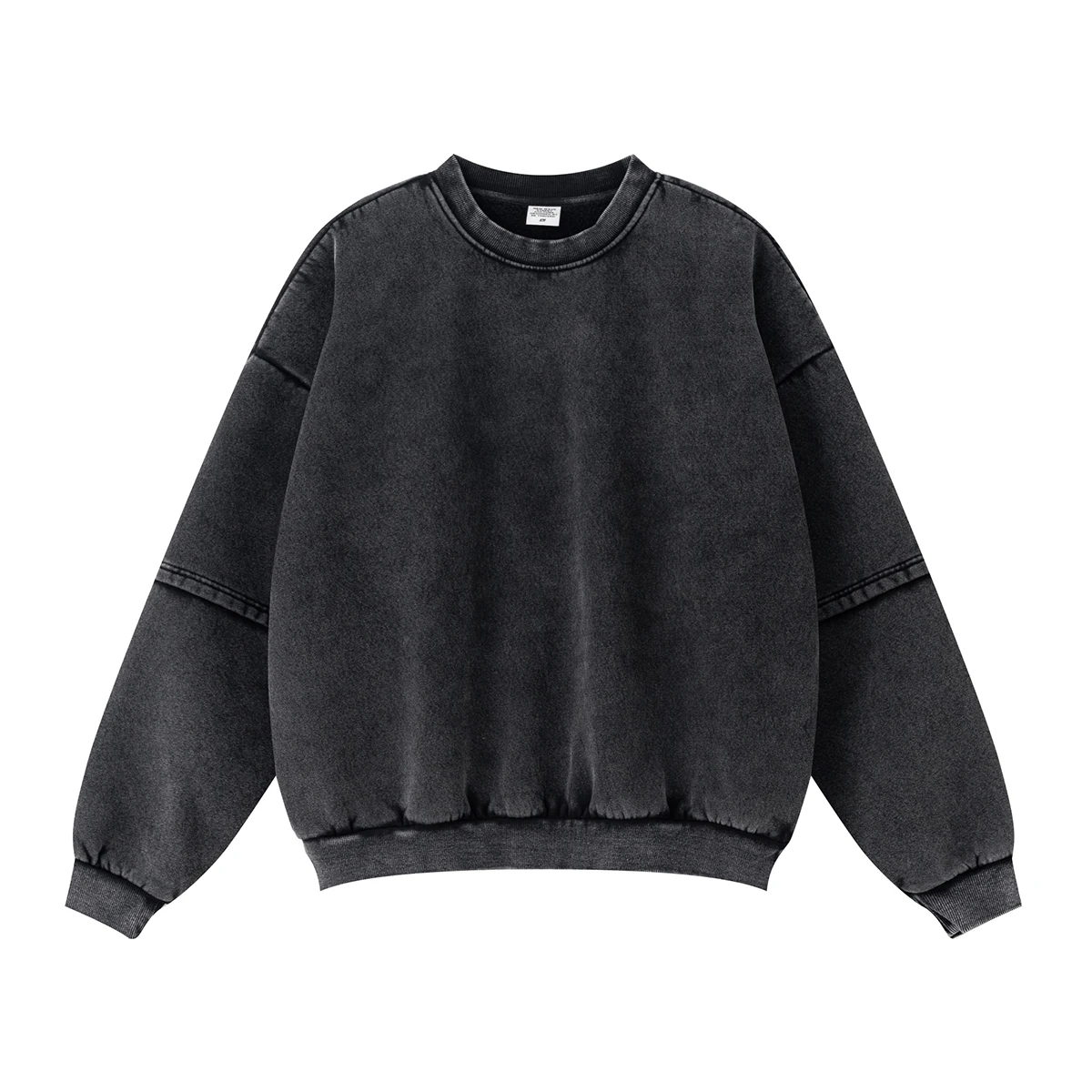 

Streetwear Washed Spliced Fake Two-piece Stir Fried Snowflake Round Neck Fleece Sweatshirt Men's Distressed Pullover Oversized