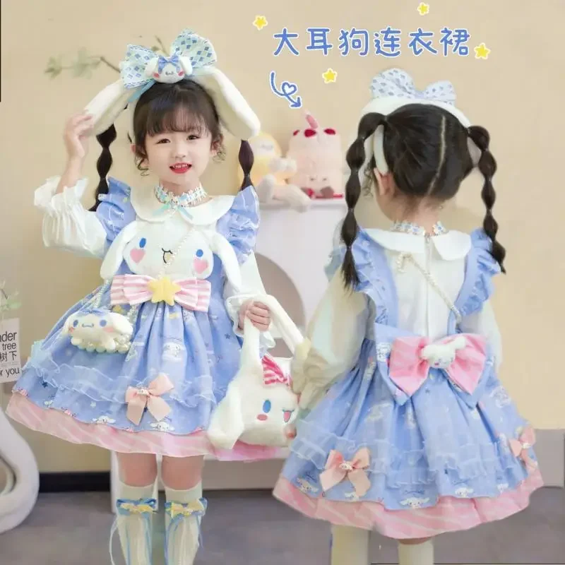 

dress Kawaii Sanrio Cinnamoroll Anime figure Princess skirt spring autumn New Add velvet cos Lolita Fashion girl festival Gift
