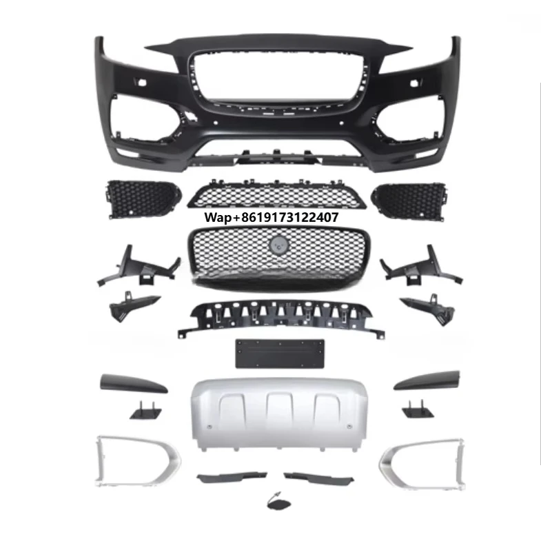 

For F-PACE 2016-2020 Base or Sport Upgrade to Limited Edition Low to High Front Bumper Completely Silver Black Body Kit