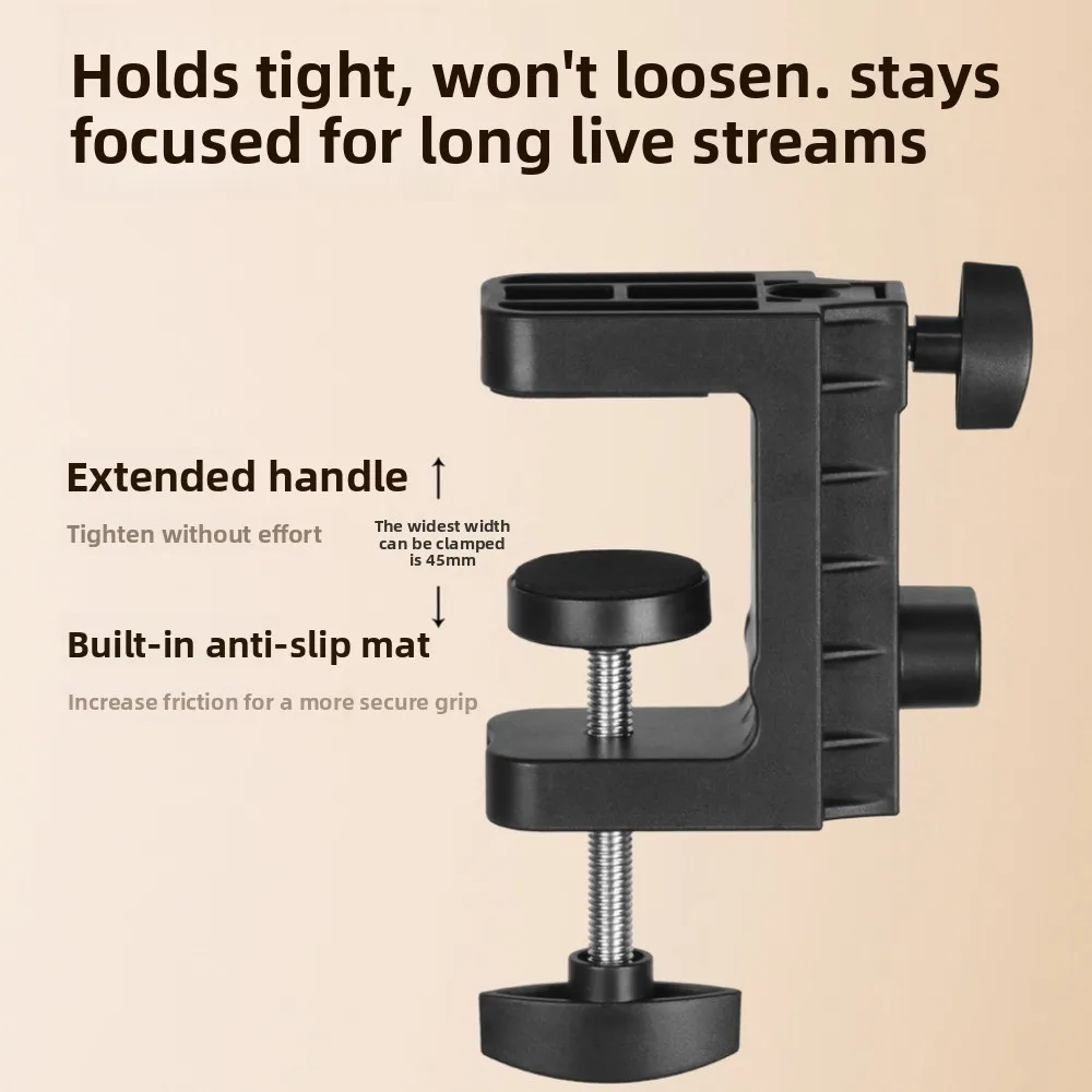With Fill Light Telescopic Phone Stand Stable Portable Mobile Phone Holder Adjustable Height Universal Clamp Type Phone Holder