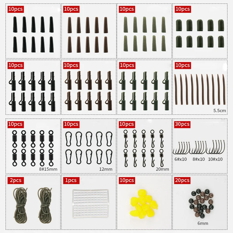 173PCS Angelgerät Zubehör Karpfen Angeln Rigs Swivel Snap Doppelseitige Stil Karpfen Angeln Rigs Karpfen – Detail 2