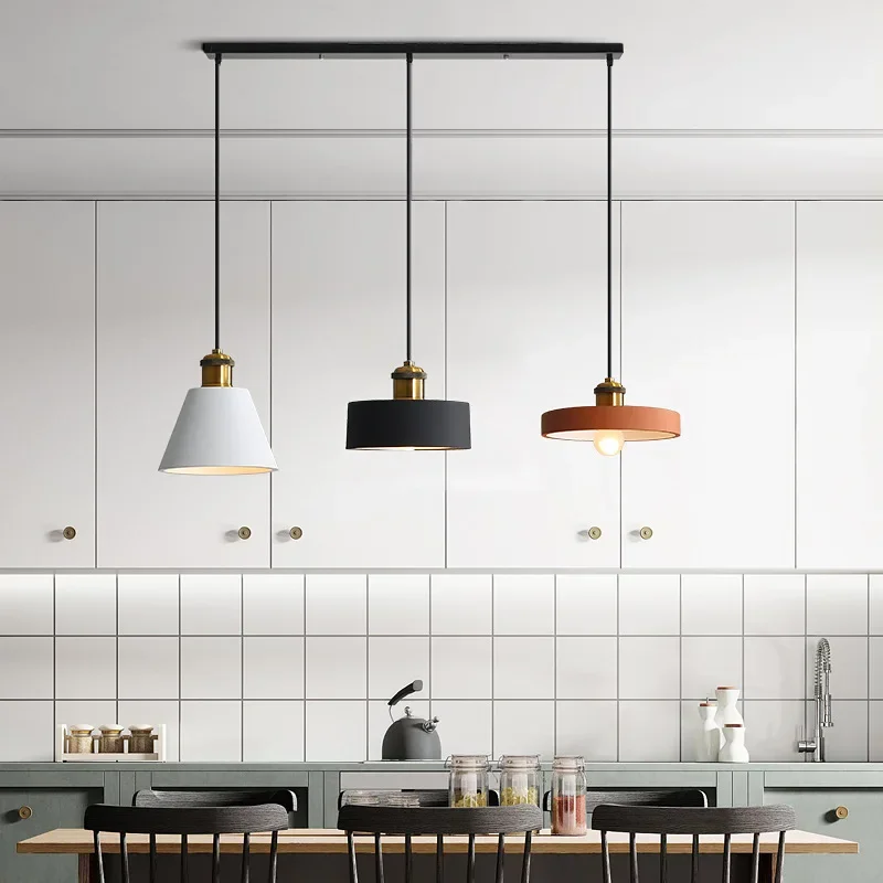 

SANDYHA Nordic Industrial Pendant Light Modern Macaron Hanging Lamp for Dining Room Bedroom Bedside Simple Design Warm Lighting