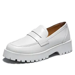 Female British Style Thick-soled College Style Casual Loafers Genuine Leather Fashion Shoes