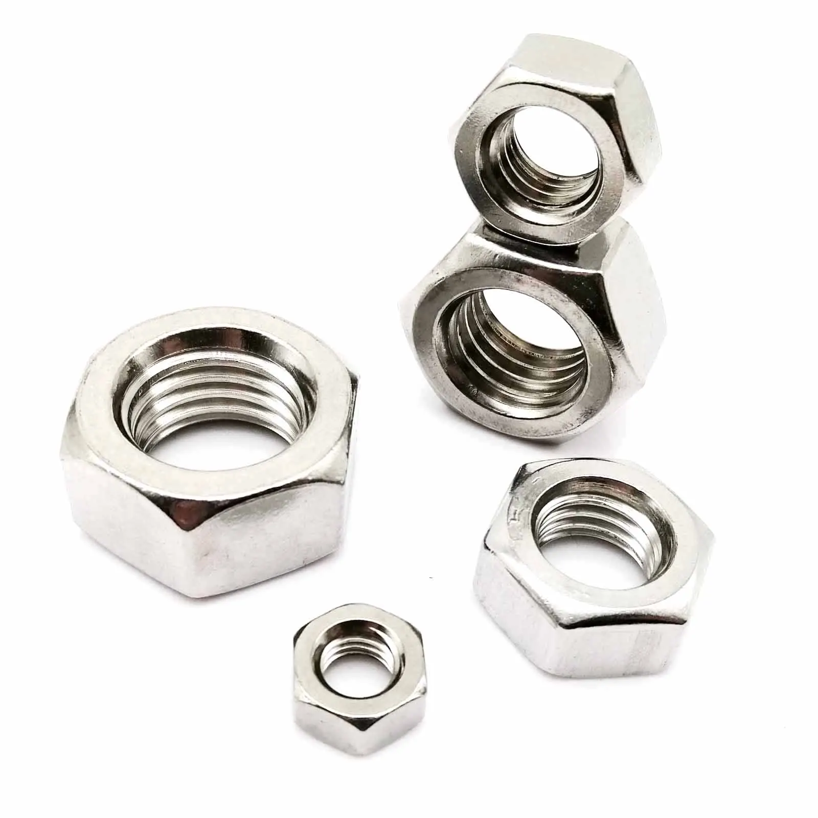 Hex Hexagon Nut 304 Stainless Steel M1 M1.2 M1.4 M1.6 M2 M2.5 M3 M3.5 M4 M5 M6 M8 M10 M12 M14 M16 M18 M20 M22m24 Din934