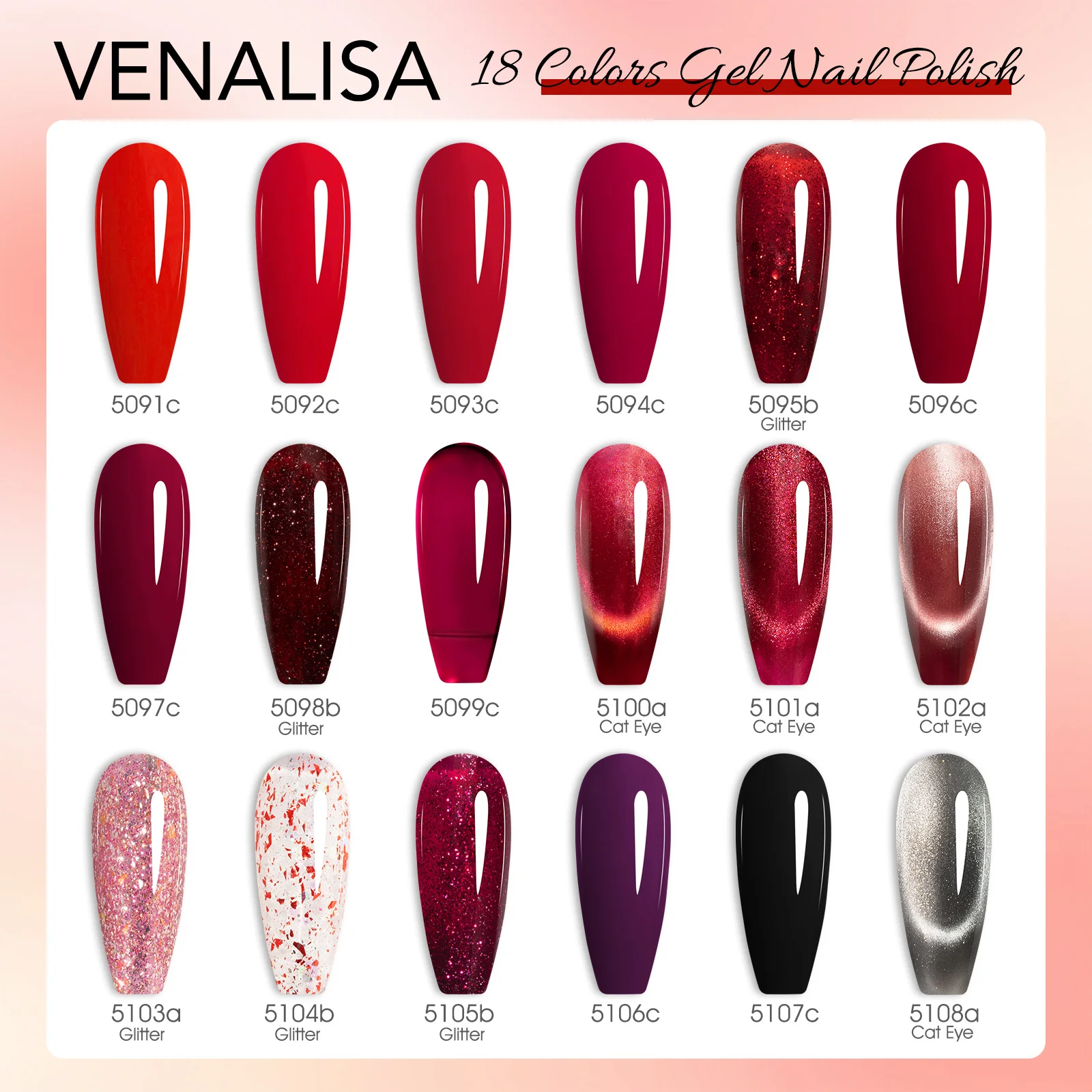VENALISA V6 Neues Kit 10 ml Nagelgelpoliermittel HEMA FREE TPO FREE Rote Farben Winter Gel Pigment Nail Art Langlebiger Gel-Nagellack