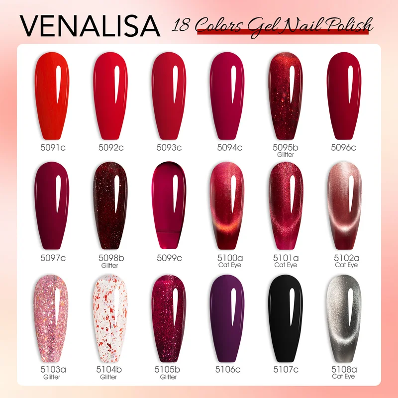 Kit Esmalte Gel Venalisa V6 10ml HEMA Free para Unhas Vermelho Inverno — foto 2