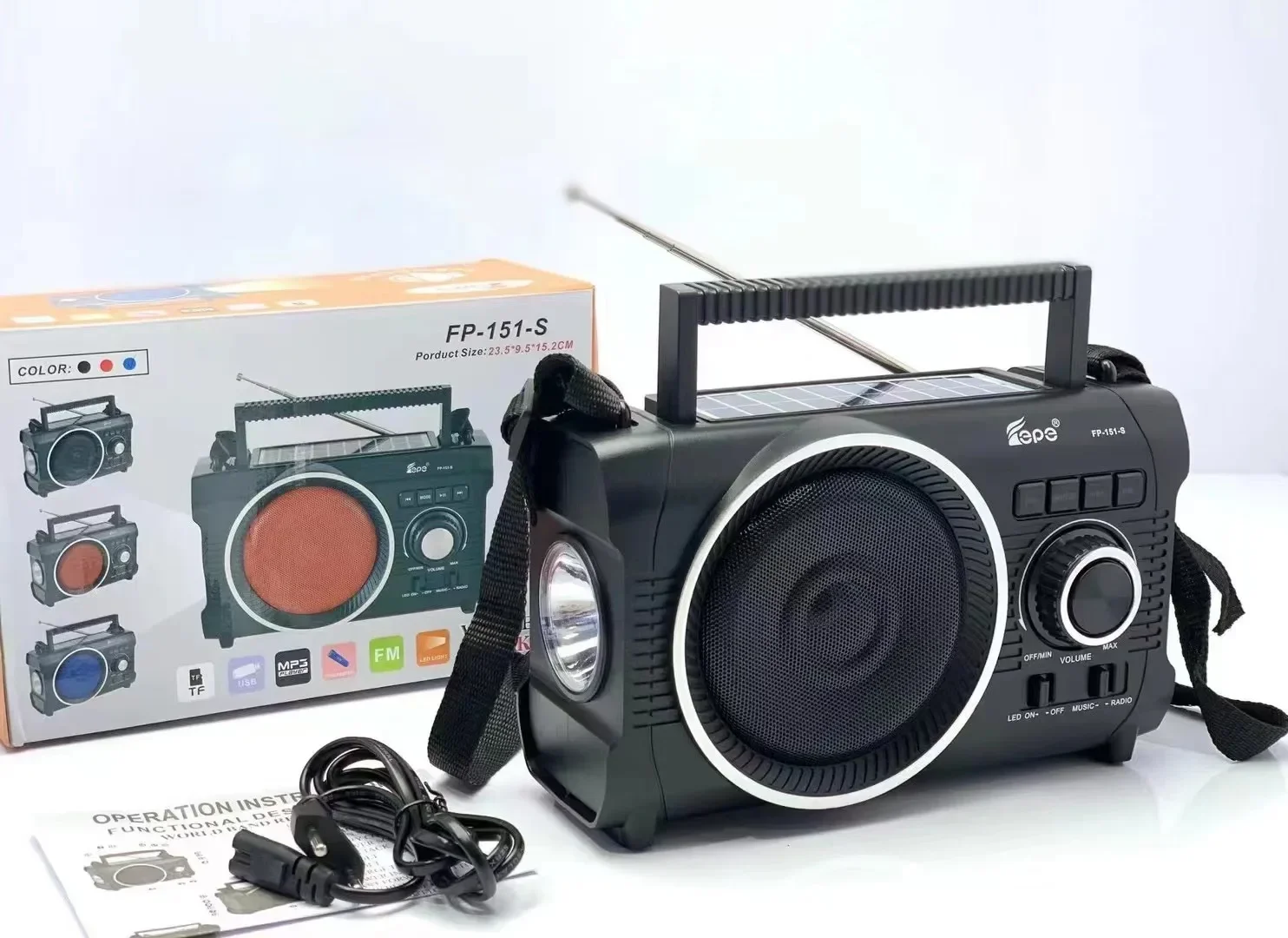 Fepe Fp-151-s Rechargeable Radio Wireless Speaker With Usb Sd Tf Mp3 Player With Solar With Light