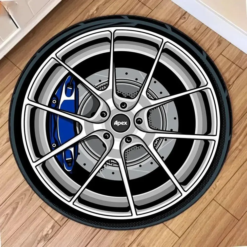 Round Car Wheel Rim Mat Floor Liner Auto Dashboard Accessory Anti Skid Car Carpet Protector for Novelty Automotive Vehicle Mats