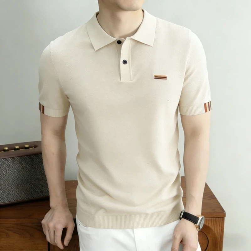 Coolness Knitwear Short Sleeve Men's Polo Shirt Viscose Polyamide Summer Top Quality Comfort Fit Stretchy Casual Polos De Hombre