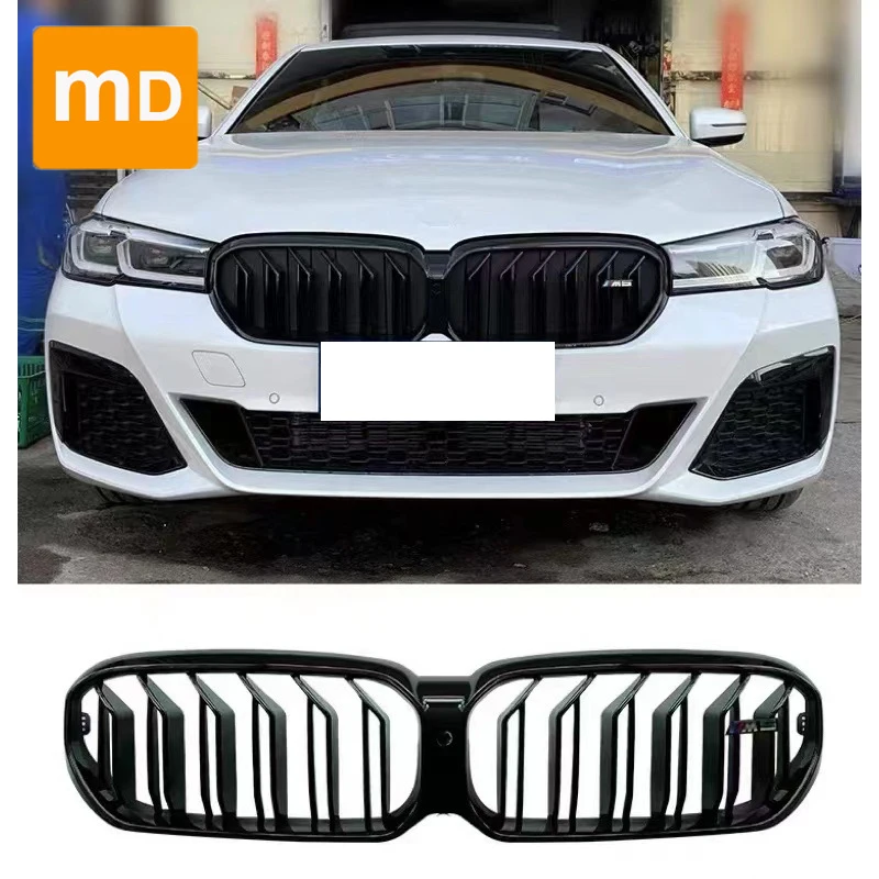 Glossy Black Radiator Grilles For 2021-2023 BMW 5 Series G30G38 Front Double Kidney Hood Gloss Black Car Accessories