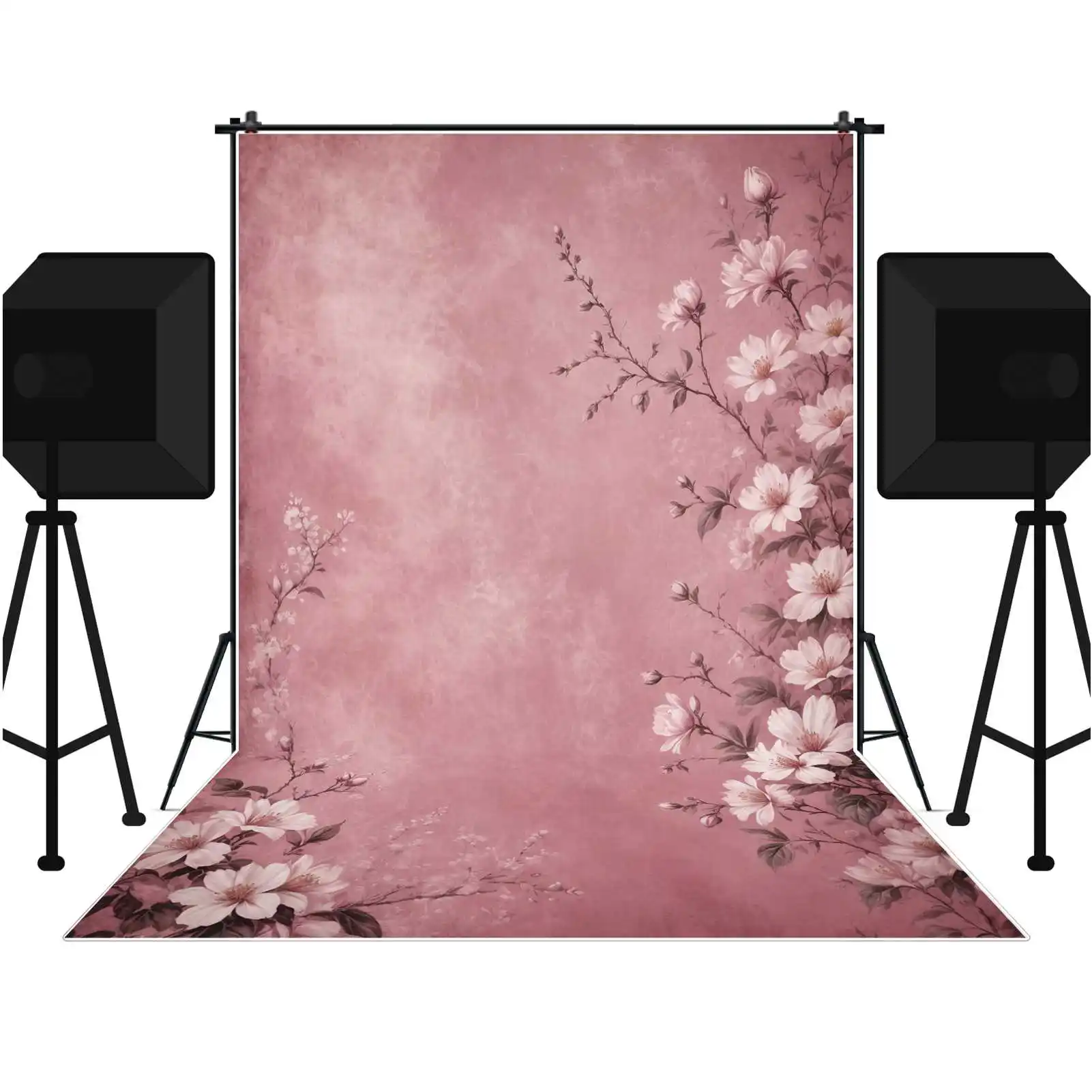 MOON.QG Flower Wallpaper Anniversary Backdrop Children Pink Vintage Portrait Background Custom Party Decoration Photozone Props