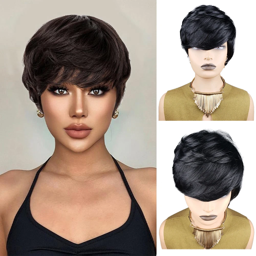 عابث قطع مستقيم شعر بشري أسود قصير بوب شعر مستعار رخيصة ريمي الشعر البشري للنساء السود كامل آلة صنع شعر مستعار للاستخدام اليومي