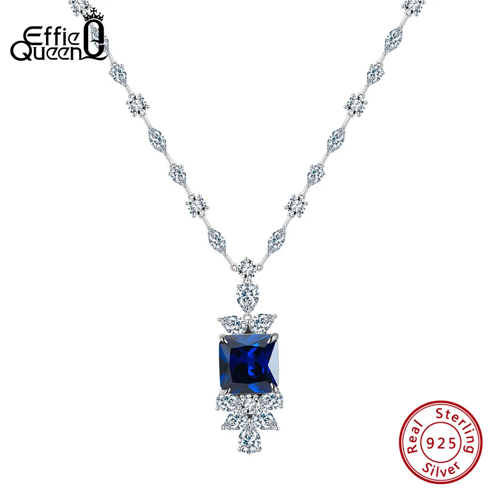 EFFIE QUEEN 925 Sterling Silver Flower Pendant Necklace 14K Gold & Silver AAAA Shining Oval & Marquise Cubic Zirconia Gift LZN21