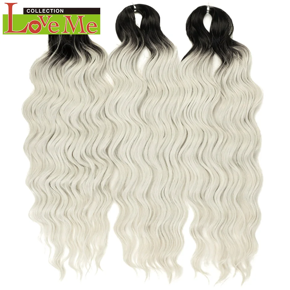 LOVE ME 24 Zoll 300g Synthetisches Haar Wasserwellen-Flechthaarverlängerungen Ombre Regenbogenfarben Tiefe Wellen Twist Häkelhaar – Detail 5
