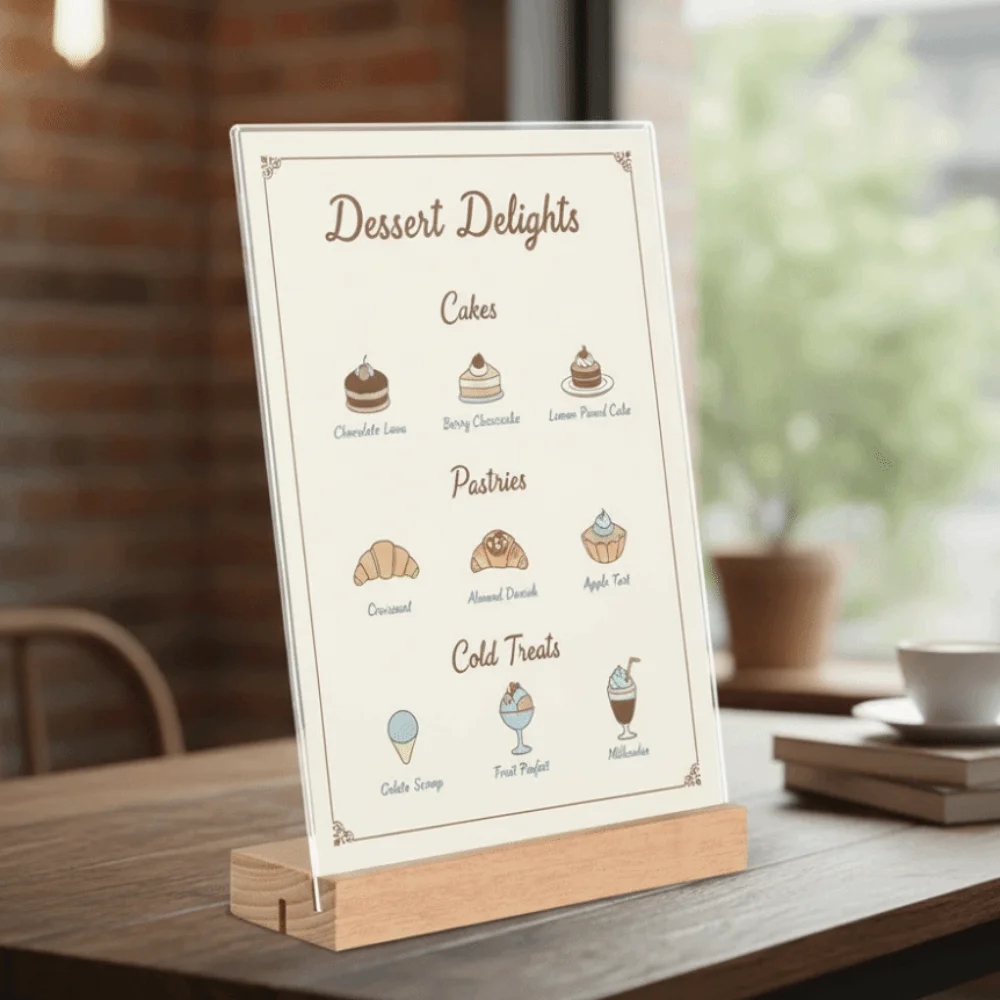 Slant/straight Groove Menu Paper Display Stand Highly Transparent 2 Uses Menu Sign Holder Waterproof A4