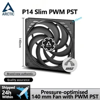 ARCTIC P14 Slim PWM PST Ventilador con caja negra de 140 mm, con tecnología de compartir PWM (PST), presentamiento optimizado, extra delgado, 150-1800 RPM