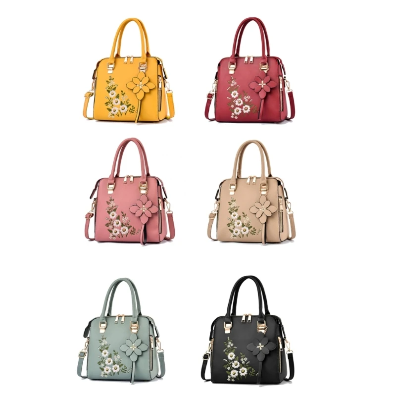 

Sophisticated Embroidered Travel Shoulder Bag PU Handbag Display Your Fashion