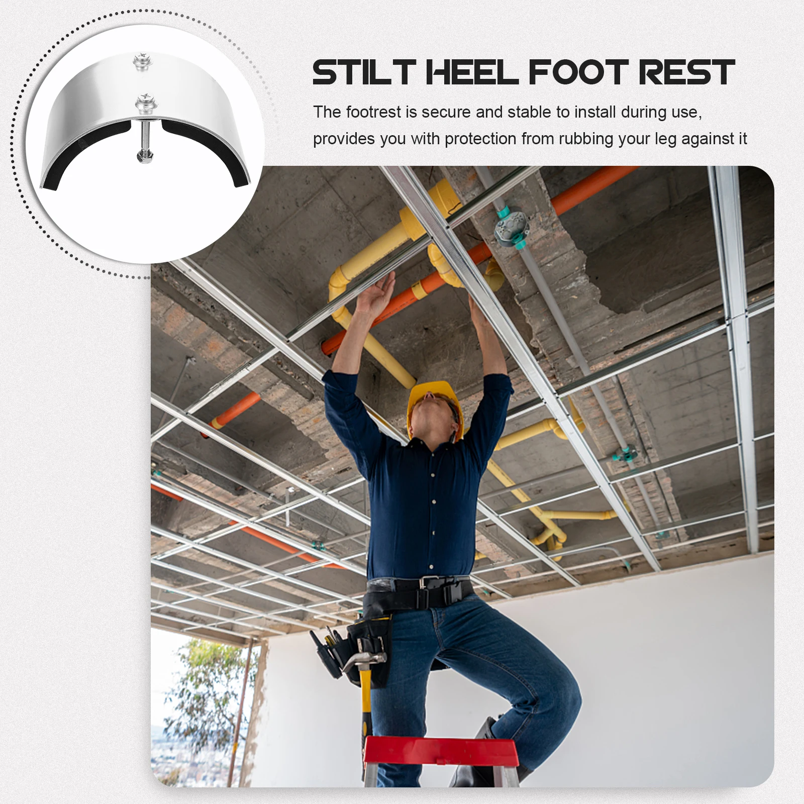 

1 Stilt Heel Foot Rest High Quality Stainless Steel Adjustable Construction Drywall Stilts Replacement Parts Secure Stable