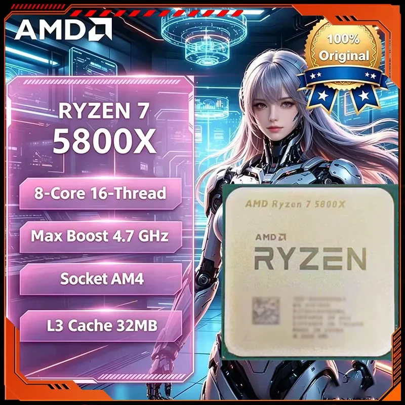 

AMD Ryzen 7 5800X 8-Core 16-Thread Unlocked Desktop Processor Up to 4.7GHz Socket AM4 Gaming CPU - Without Package