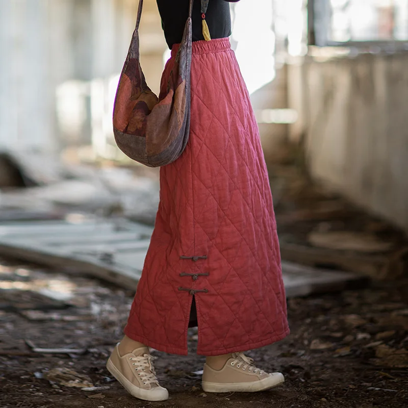 다이아몬드 퀼팅 겨울 스커트: 25가지 신상 라미-린넨, 따뜻하고 독창적인 여성 디자인.