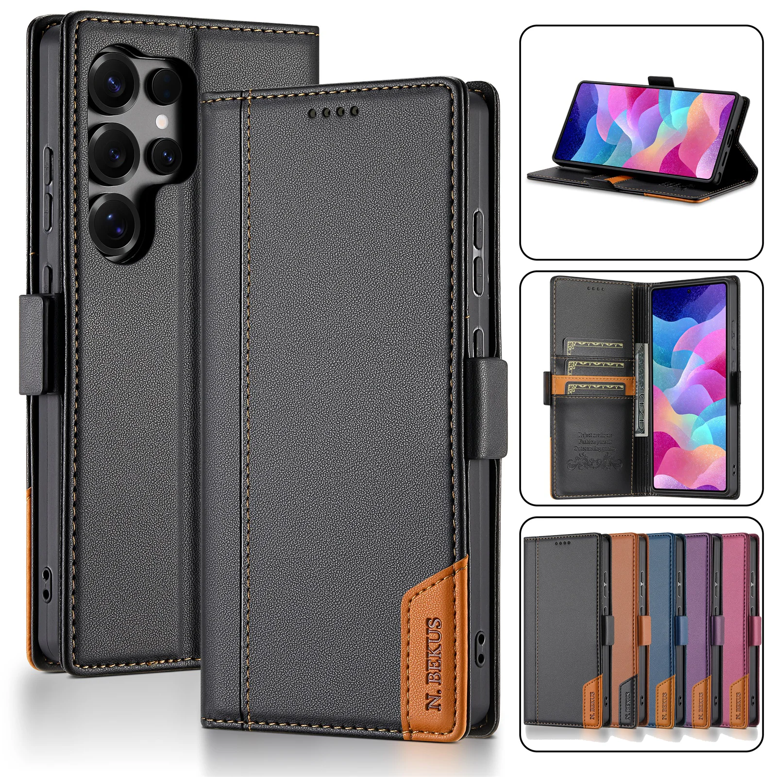 Business Magnetische Flip-Lederhülle für Samsung Galaxy S26 S25 S24 S23 S22 S21 S20 Note 20 10 9 Ultra Plus Kartenetui Tasche Cover
