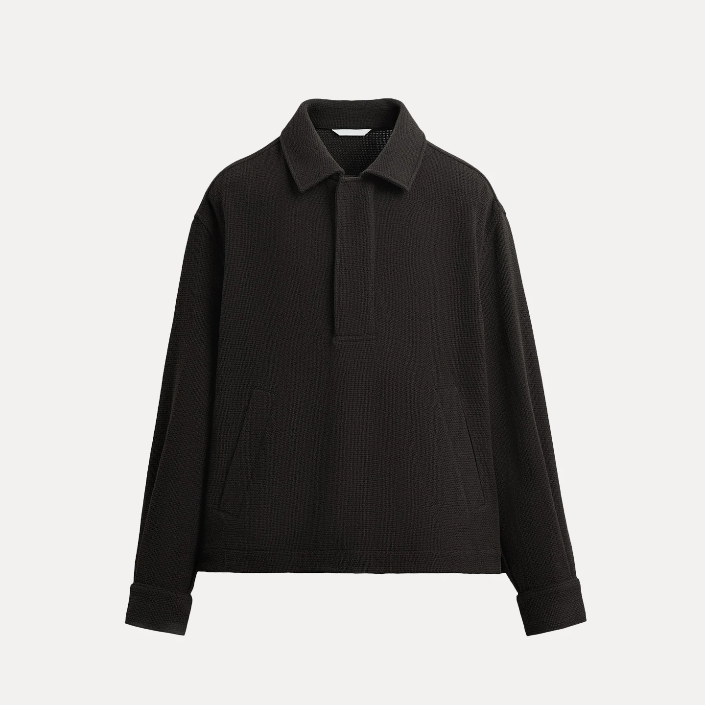 

Autumn 2025 Men's Slim Fit Straight Texture irt Outerwear Long Sve Casual Sle Polyester Fiber Pure Color