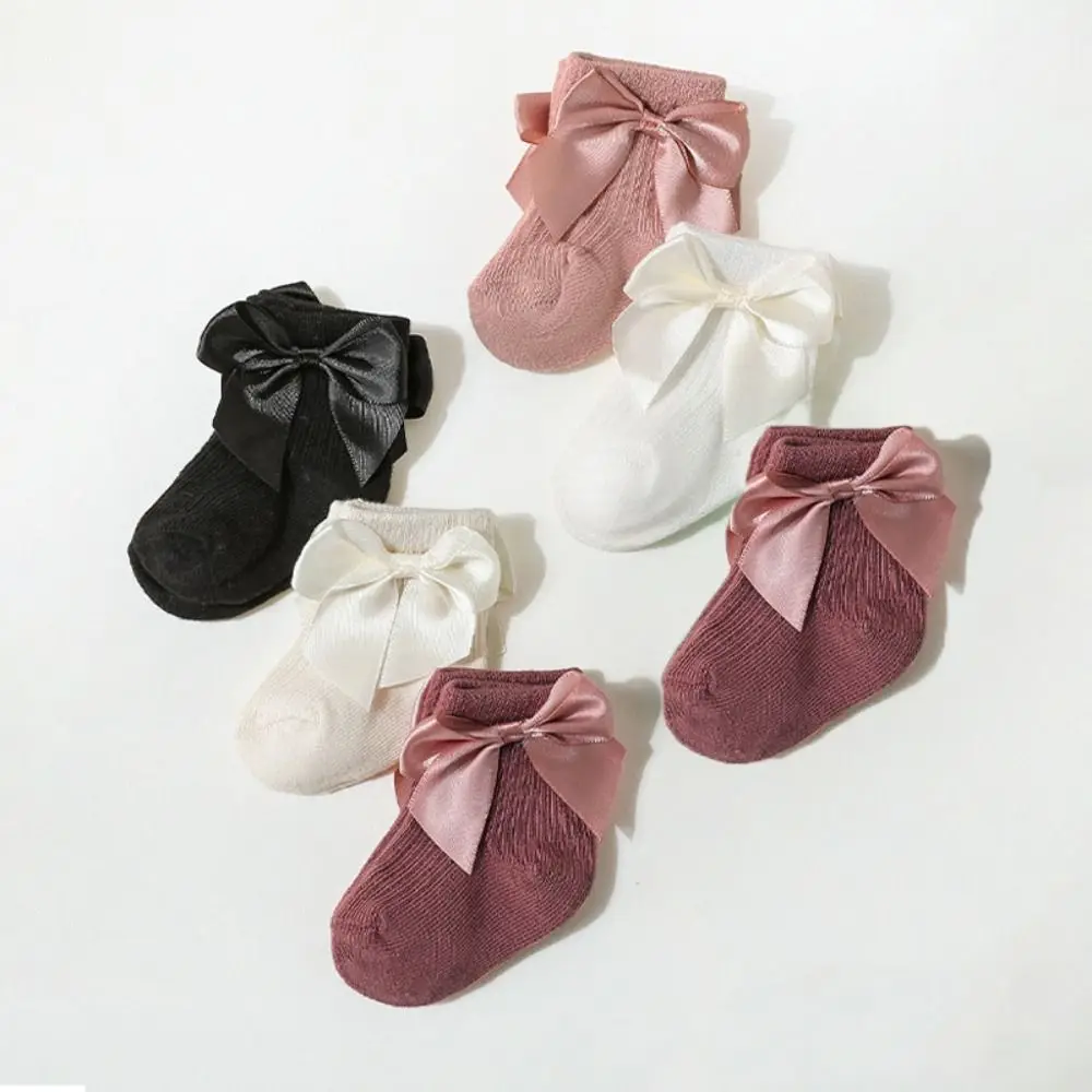

8Pairs Kawaii Bowknot Baby Cotton Socks Breathable Stripe Toddle Short Tube Socks Autumn Spring Cute Infant Solid Socks Gifts