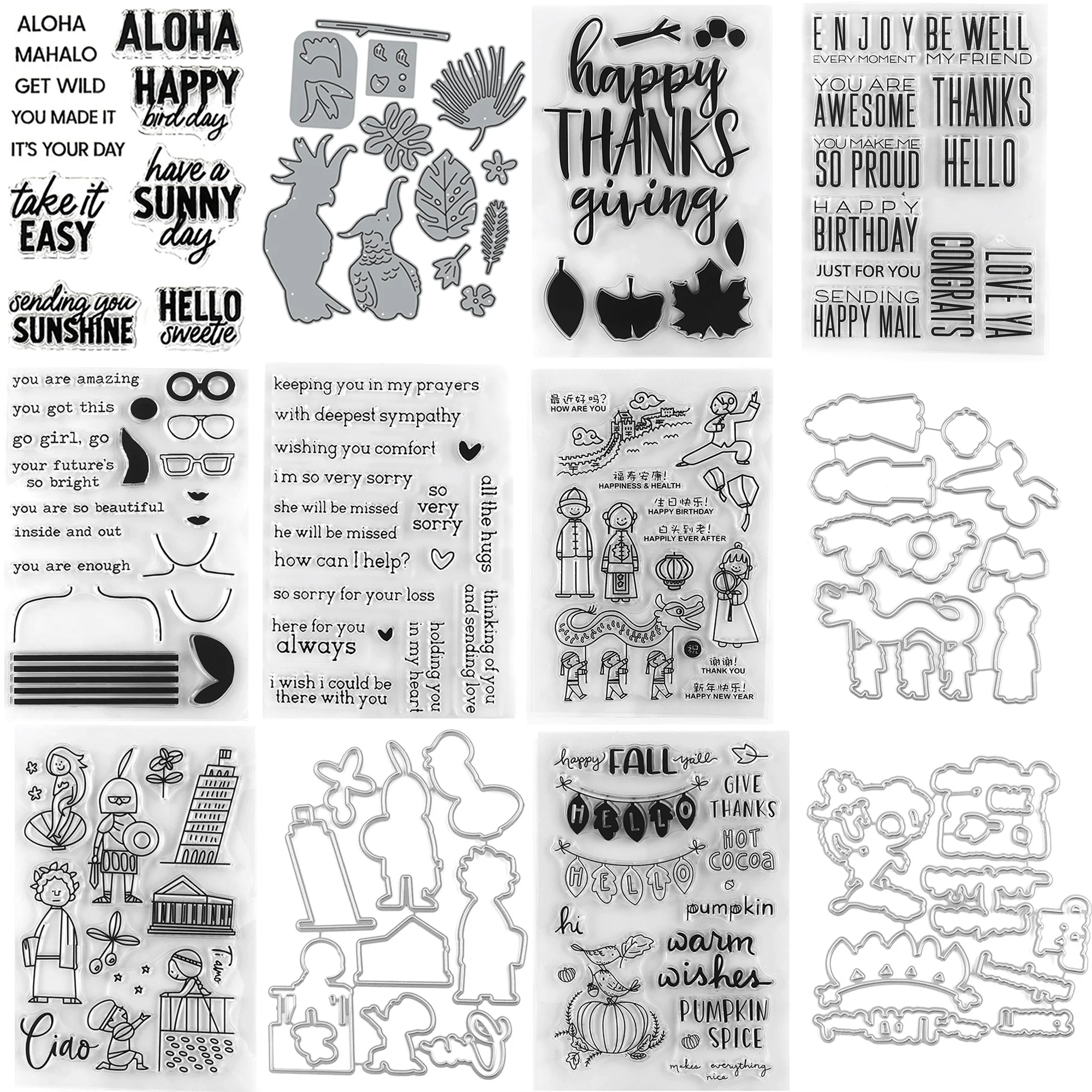

Happy Birthday Bundles Clear Stamps And Metal Cutting Dies For DIY Craft Making Card Photo Scrapbooking Decoration