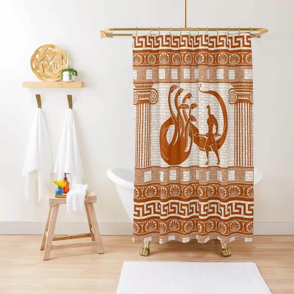 

Hercules vs Hydra (orange version) Shower Curtain Shower For Bathroom Set Shower Bath Window Elegant Bathroom Curtain
