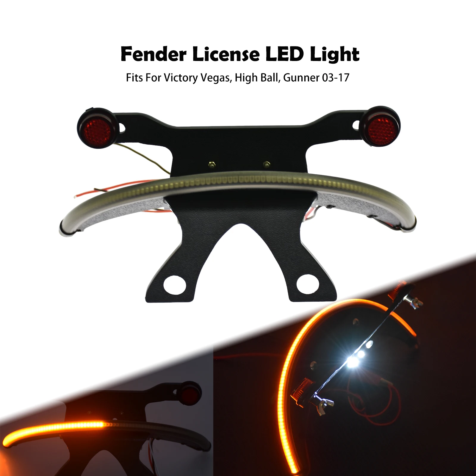 

Motorcycle Fender License LED Light Smoke Turn Signal Amber Bracket Tail Lamp For Victory Vegas 03-2017 High Ball 8 Ball Gunner